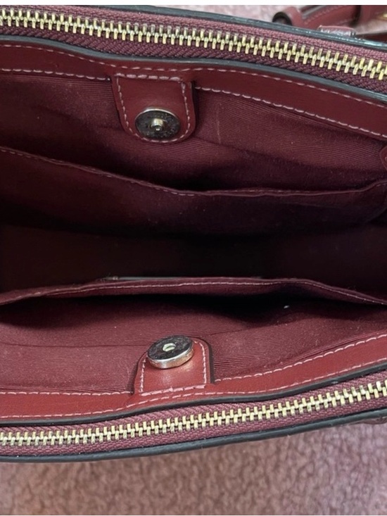 COACH Brown Signature Floral Satchel with Pink Accents - Picture 6 of 7